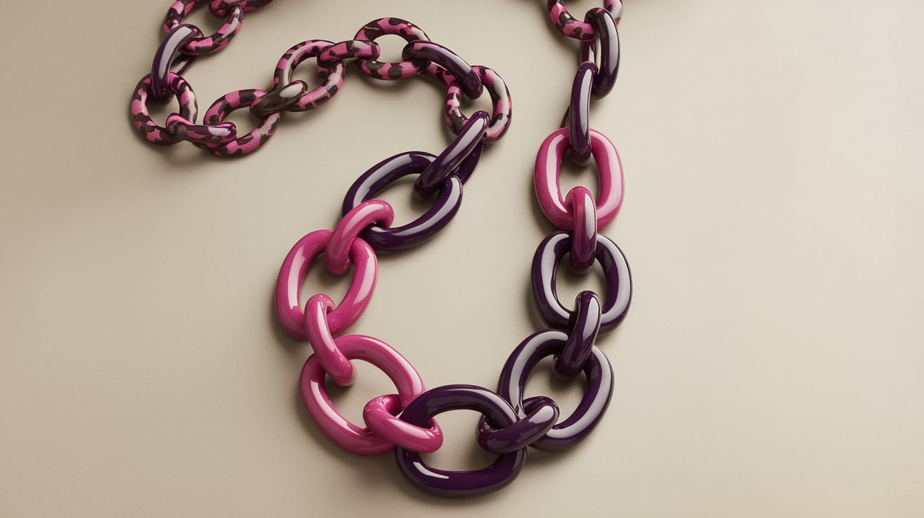 J Crew Raspberry Purple Enamel Link Strand Necklace